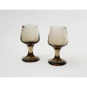 Libbey Glass Co. Tawny Cordial | Aperitif Vintage Midcentury Smoke Glass Cups